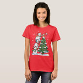 Funny Snowmen and Christmas Tree Cute Holiday  T-shirt (Voorkant volledig)