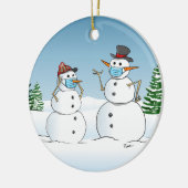 Funny Snowmen die met het oog op kerstmis een mask Keramisch Ornament (Links)