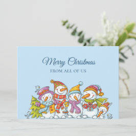 Funny Snowmen Happy Holiday Merry Christmas Card Feestdagenkaart