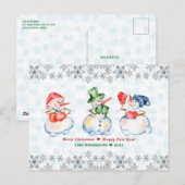 Funny Snowmen Merry Kerstkrystals Snowflakes Briefkaart (Voorkant / Achterkant)