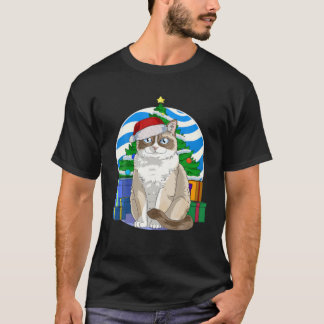 Funny Snowshoe Cat Santa Christmas Tree Decor T-shirt