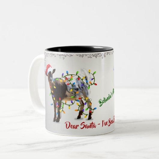 Funny SO Good Kerstgeit Tweekleurige Koffiemok (Voorkant links)