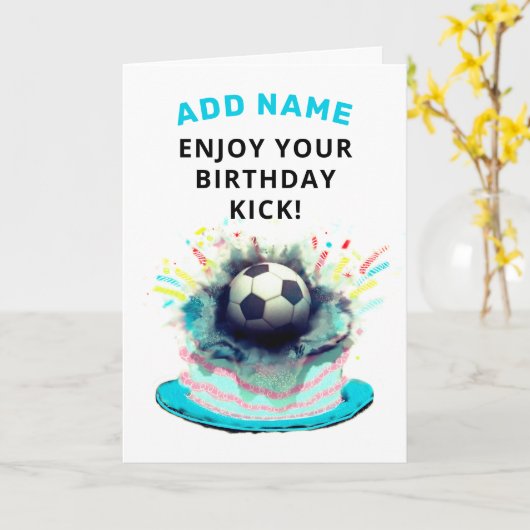 Funny Soccer Birthday Kaart (Gele Bloem)