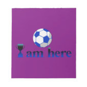 Funny soccer cup - Ik ben hier Notitieblok (Voorkant)