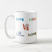 Funny Soccer Cup Sticker Koffiemok (Links)
