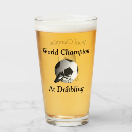 Funny Soccer Dribbler Champion, Beer Glass Glas (Achterkant gevuld)
