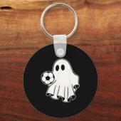 Funny Soccer Ghost Playing Soccer Lovers Halloween Sleutelhanger (Voorkant)