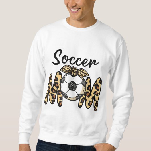 Funny Soccer Mam Leopard print met een boog Trui (Voorkant)
