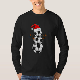 Funny Soccer Snowman Boys Mannen Soccer Kerstmis T-shirt