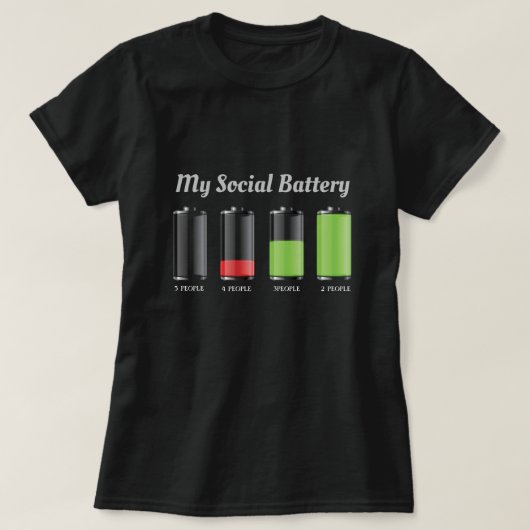 Funny Social Battery Life Dames T-Shirt (Design voorkant)