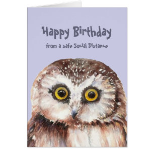 Funny Social Distance Birthday Cute Owl Humor