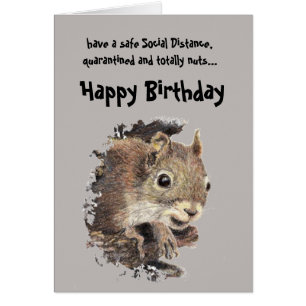 Funny Social Distance Birthday Cute Squirrel