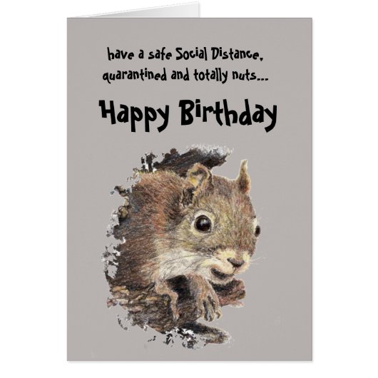 Funny Social Distance Birthday Cute Squirrel (Voorkant)
