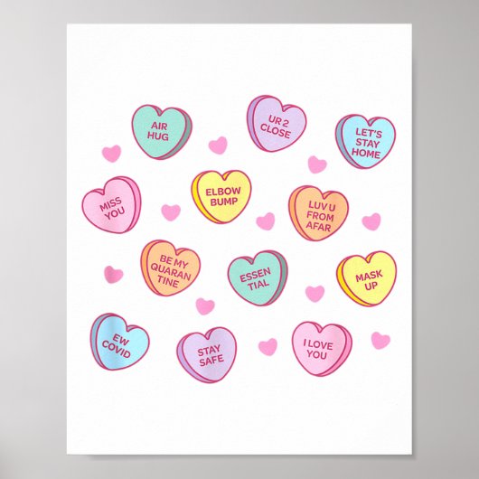 Funny Social Distance Valentine Candy Conversation Poster (Voorkant)