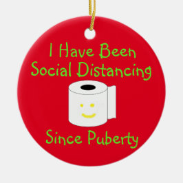 Funny Social Distancing Ceramic Ornament