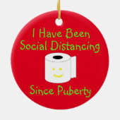Funny Social Distancing Ceramic Ornament (Achterkant)