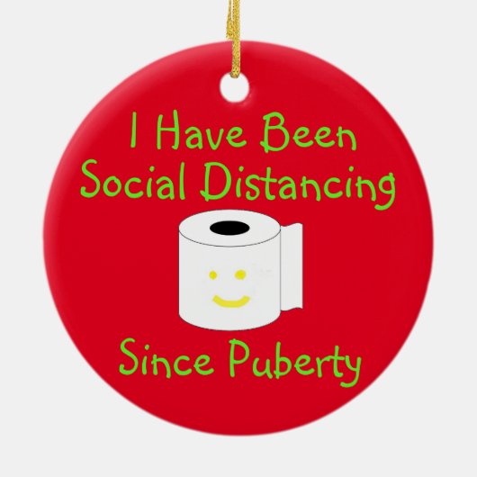 Funny Social Distancing Ceramic Ornament (Achterkant)
