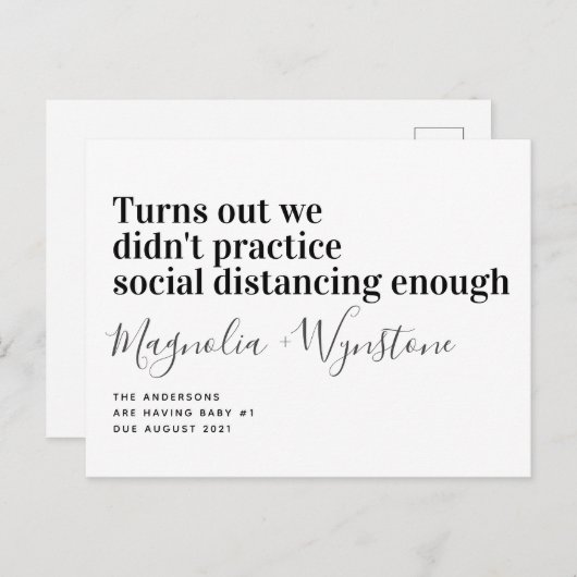 Funny Social Distancing Pregnancy Announge Aankondigingskaart (Voorkant / Achterkant)