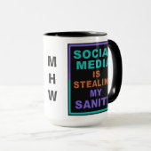Funny "Social Media" aangepaste monogram-mokken Mok (Voorkant rechts)