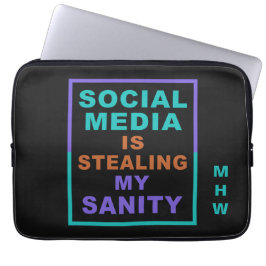Funny "Social Media" aangepaste monogram-sleeves Laptop Sleeve