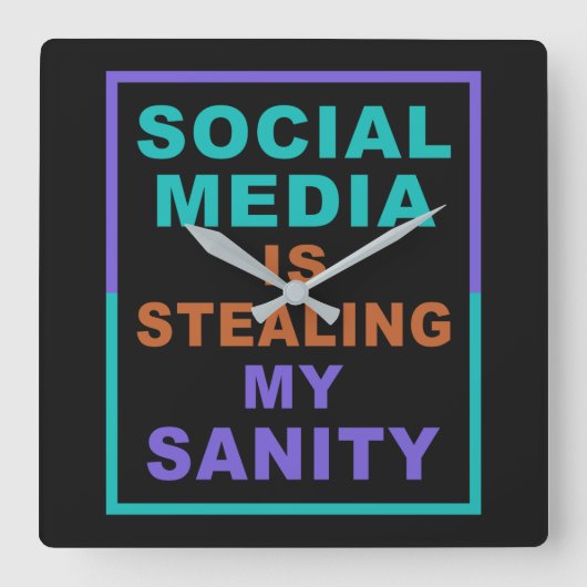 Funny "Social Media"-wandklok Vierkante Klok (Voorkant)
