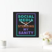 Funny "Social Media"-wandklok Vierkante Klok (Huis)