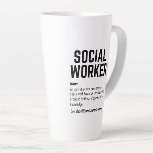 Funny Social Worker Dictionary Definition Coffee Latte Mok (Rechterhoek)