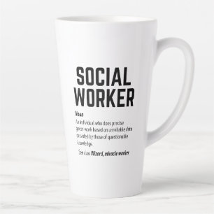 Funny Social Worker Dictionary Definition Coffee Latte Mok
