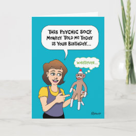 Funny Sock Monkey Birthday Kaart