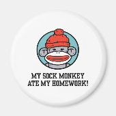 Funny Sock Monkey Magneet (Voorkant)