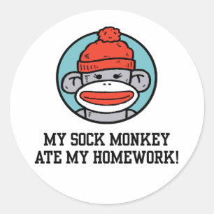 Funny Sock Monkey Ronde Sticker
