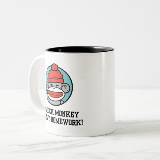 Funny Sock Monkey Tweekleurige Koffiemok (Voorkant links)