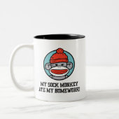 Funny Sock Monkey Tweekleurige Koffiemok (Links)