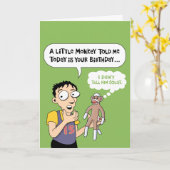 Funny Sock Monkey Verjaardag Kaart (Gele Bloem)