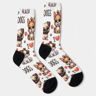 Funny Socks with I Love Dogs , Adorable Pet Lover  Sokken