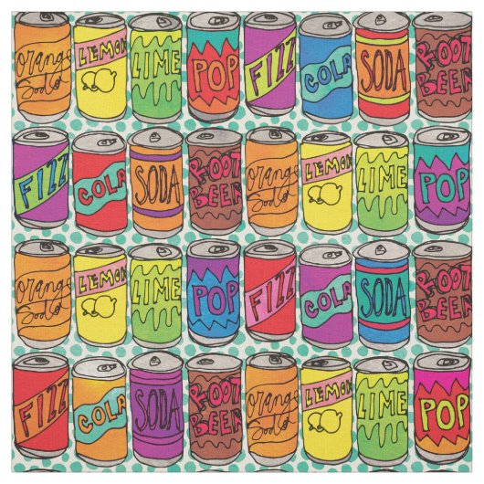 Funny Soda Cans Cool Food Pattern Stof (Swatch)