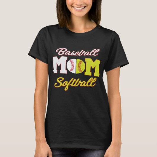Funny Softball Baseball Mam voor Vrouwen T-shirt (Voorkant)