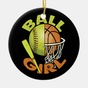 Funny Softball Basketball Girl Keramisch Ornament