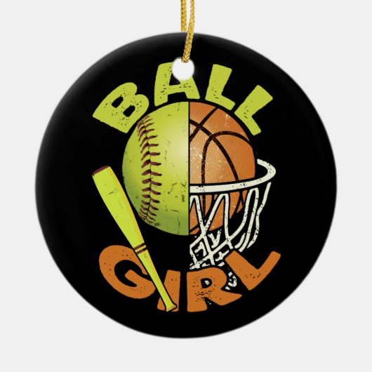 Funny Softball Basketball Girl Keramisch Ornament (Voorkant)