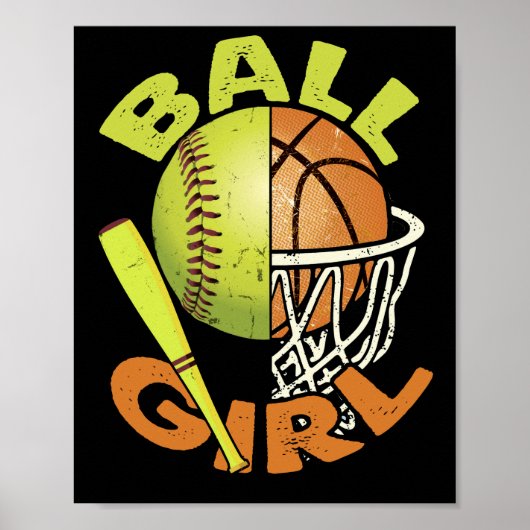 Funny Softball Basketball Girl Poster (Voorkant)
