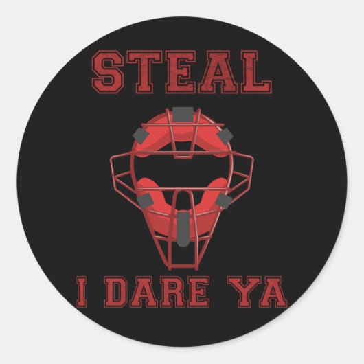 Funny Softball Catcher Steal Humor Baseball Ronde Sticker (Voorkant)