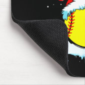 Funny Softball Christmas Reindeer Santa Hat Lights Muismat (Hoek)