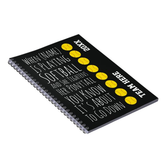 Funny Softball Gifts Player Team Girls Women Her Notitieboek (Rechterzijde)