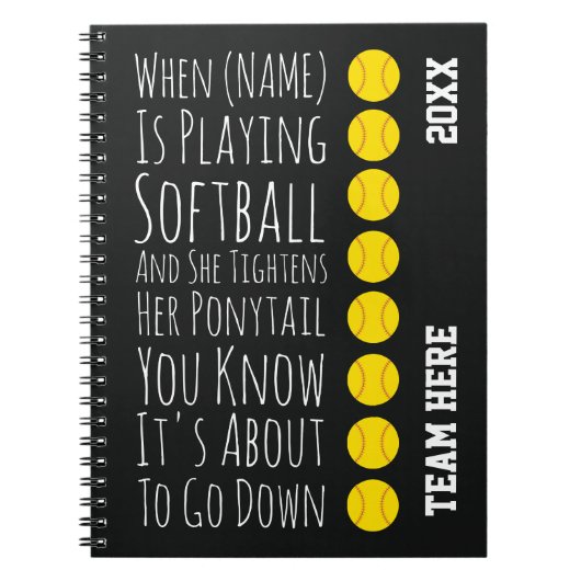 Funny Softball Gifts Player Team Girls Women Her Notitieboek (Voorkant)