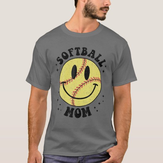 Funny Softball Ma Softball Vibes Smile Face Meme T-shirt (Voorkant)