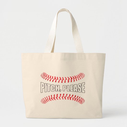 Funny Softball of Baseball Fan Pitch alsjeblieft S Grote Tote Bag (Voorkant)