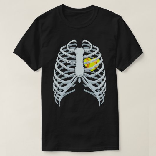 Funny Softball Skeleton Rib Cage Halloween Costume T-shirt (Design voorkant)