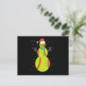 Funny Softball Snowman Christmas New Year Gift Briefkaart (Staand voorkant)