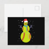 Funny Softball Snowman Christmas New Year Gift Briefkaart (Voorkant / Achterkant)