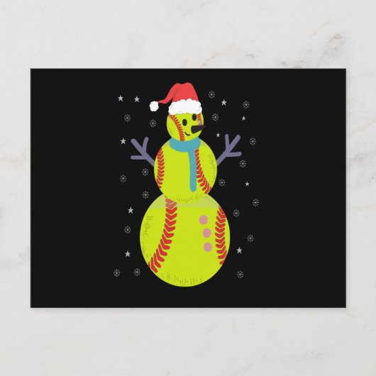 Funny Softball Snowman Christmas New Year Gift Briefkaart (Voorkant)